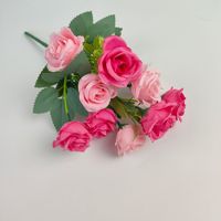 Bouquet de Mariage Premium en Roses Artificielles 10 Têtes Caramel Champagne Fleurs de Mariée pour Décoration Maison Hôtel