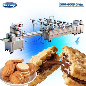 Machine à sandwichs Skywin de haute qualité, contrôlée par PLC, en acier inoxydable 304, pour biscuits moelleux et durs, fourrés à la confiture, à deux compartiments et une couleur - Product Image 1
