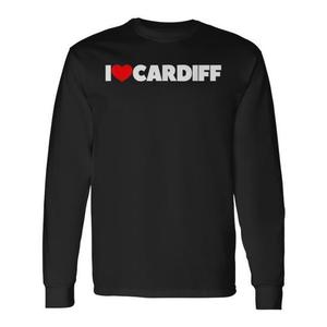 T-shirt a maniche lunghe I Love Cardiff - Product Image 1