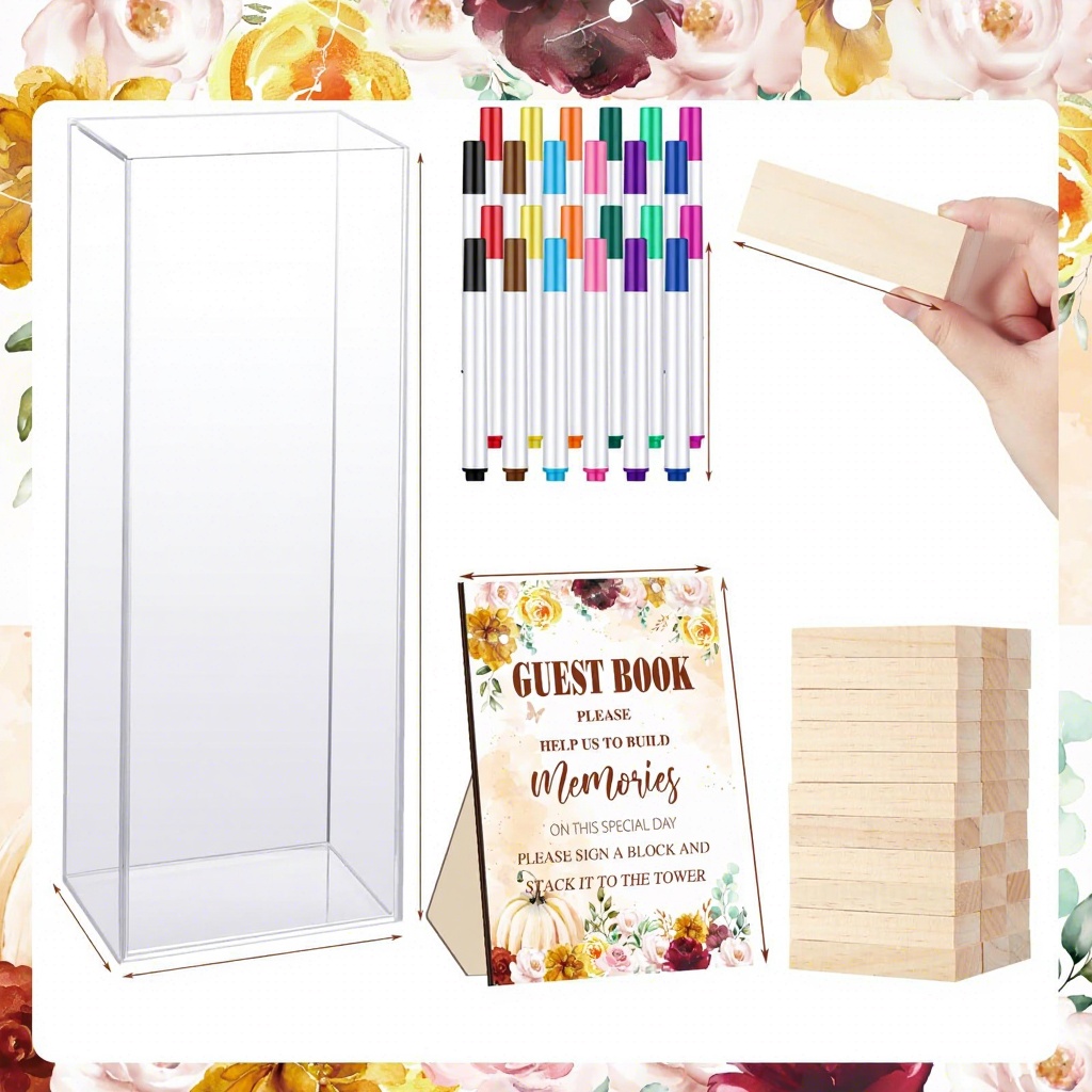 Wedding building block message book plants