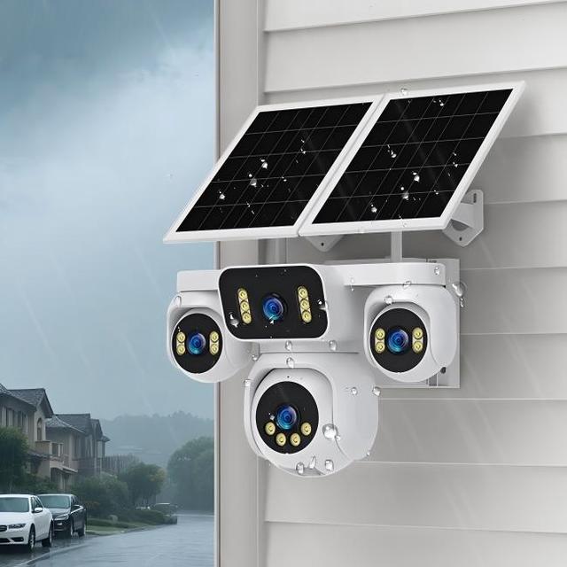 Wireless Outdoor 4G LTE AOV Solar Camera 4 Lens AI 8K Ultra HD Night Vision Waterproof EU Band