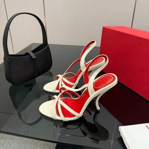 Sandalias de Tacón Alto con Lazo, Diseño Simple y Transpirable, Elegantes y Sensuales, de Cuero Brillante, para el Verano - Product Image 1