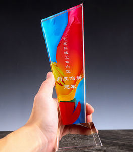 थोक OEM ODM रंग मुद्रण k9 रंगीन क्रिस्टल ट्राफियां प्लाक क्रिस्टल पुरस्कार रंगीन क्रिस्टल ट्रॉफी - Product Image 3