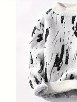 Pull en tricot jacquard chaud d'hiver personnalisé 100% pull en tricot à col rond et fourrure en nylon pour hommes