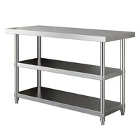 Table de travail en acier inoxydable 304 robuste avec étagère inférieure, facile à nettoyer, structure stable, pour la préparation culinaire