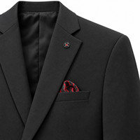 Setelan Jas Pria Hitam 2 Potong Custom MOQ Rendah, Blazer Single Breasted Notch Lapel, Celana Flat Front, untuk Bisnis, Pernikahan, dan Pesta