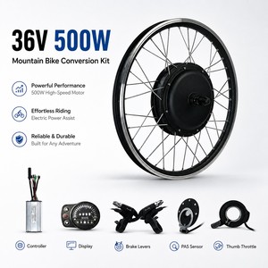 <span class=keywords><strong>Kit</strong></span> de conversion de <span class=keywords><strong>vélo</strong></span> électrique 500W 36V avec moteur de moyeu arrière, contrôleur, écran, levier de frein, capteur PAS, accélérateur à pouce, VTT - Product Image 1