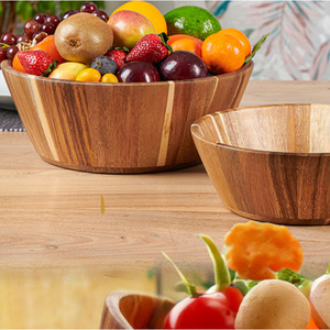 ชามสลัดไม้กระถินขนาดใหญ่ ทนทาน ใช้ในครัวเรือน ชามใส่ผลไม้ - Product Image 1