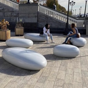 Banco ovalado de fibra de vidrio para exteriores, silla de espera duradera para uso comercial, muebles de exterior. - Product Image 2