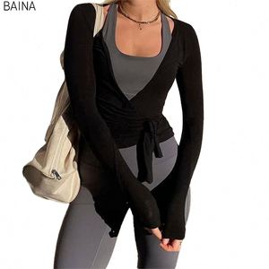 Soutiens-gorge de sport pour femmes, pantalons évasés, chemisier enveloppant de style ballet, haut de yoga en tissu extensible - Product Image 3