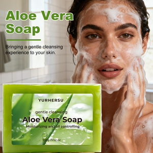 Jabón de Aloe <span class=keywords><strong>Vera</strong></span> al por Mayor con Manteca de Karité, Aceite de Oliva y Aceite de Coco para una Limpieza Suave e Hidratación para Todo Tipo de Piel, Natural - Product Image 4