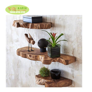 Estantes Flotantes <span class=keywords><strong>de</strong></span> <span class=keywords><strong>Madera</strong></span> Maciza <span class=keywords><strong>con</strong></span> Borde Natural, Modernos, Promocionales, Simples, Hechos en Fábrica, para Interiores - Product Image 1