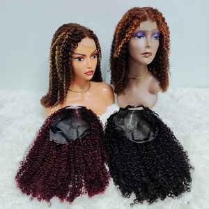 Promotion 62$ Vente en gros Perruques avec closure en dentelle 2x6 pour femme noire, Perruques 100% cheveux humains, Perruques couleur bordeaux en dentelle frontale - Product Image 4