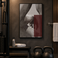 Sculpture originale de nu, style Art Déco, imprimée sur toile avec cadre en alliage d'aluminium noir et rouge, décoration pour la maison, la salle de sport, la cave des hommes, l'espace de bureau