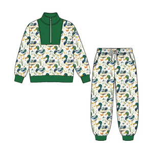 Ensemble de vêtements de chasse pour bébés garçons, pull à fermeture éclair à carreaux avec poches, tenue d'automne - Product Image 5