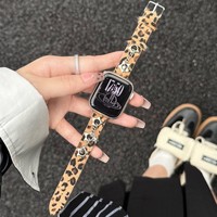 Montre en cuir léopard douce et élégante, compatible avec le bracelet Huawei GT5 FIT3/4/4Pro watch 8/9/10