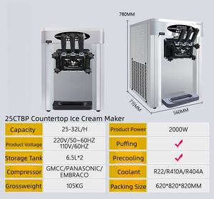 Machine à glace molle électrique en acier inoxydable, 3 saveurs, pour restaurants et cantines - Product Image 3