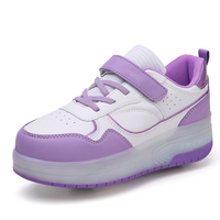 Patins à roulettes double usage personnalisés en usine, chaussures à roulettes à double rangée, chaussures de course LED pour enfants, patins à roulettes pour enfants