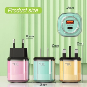 New EU chúng tôi anh đầy màu sắc du lịch cắm adapter tùy chỉnh Mini Châu Âu điện điện thoại di động sạc nhanh Adapter tường adapter 2 cổng 30 Wát - Product Image 3