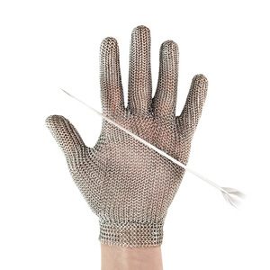 ถุงมือกันบาดสแตนเลส ระดับ 5 สำหรับแปรรูปอาหาร ป้องกันการเจาะทะลุ แบบห้านิ้ว ไม่เคลือบผิว ป้องกันการบาด - Product Image 5