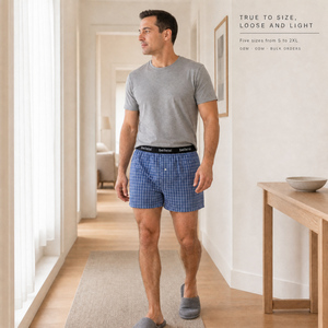 Boxer pour <span class=keywords><strong>homme</strong></span> exclusif transfrontalier en pur coton, taille mi-haute, tissé, coupe ample, style <span class=keywords><strong>pyjama</strong></span> - Product Image 2