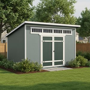 ShedMaster Midcrest - Cobertizo de Almacenamiento de Madera de 12x7.5 Pies, Estilo Clásico con Doble Puerta y Kit de Piso - Product Image 2
