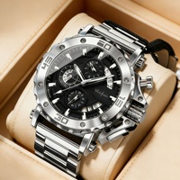 Montre à quartz pour homme Steel Heart, boîtier et bracelet en acier inoxydable, verre minéral renforcé, numérique, 45 mm, résistance à l'eau 30 m, style business