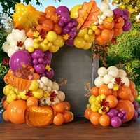 Kit d'arche de guirlande de ballons personnalisés en latex et feuille d'aluminium, motifs feuille d'érable d'automne, gland et citrouille, pour décoration de fête de Thanksgiving et de la récolte