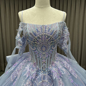 Vestidos de Quinceañera Color Azul Cielo, Bordados, con Cuentas, Apliques de Encaje, Cristal, Vestido de Gala con Cola de Capilla, Vestido Formal para Fiesta - Product Image 3