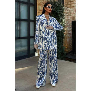 ชุดสูทผ้าซาตินลายโซเบ้ผู้หญิงแขนสามส่วนฤดูร้อนป้องกันริ้วรอยหรูหราหลากสี - Product Image 4