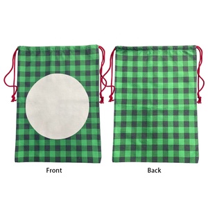 Prosub Wholesale Sublimation <strong>Christmas</strong> Blanks Santa Sack Drawstring <strong>Buffalo</strong> <strong>Plaid</strong> Linen Sublimation <strong>Christmas</strong> Sacks Sale - Product Image 3