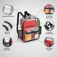 Sac à dos mini transparent personnalisé, robuste, imperméable, à motif lettres, approuvé pour les stades, concerts, festivals et sports