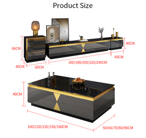 Bộ bàn ghế phòng khách nhà máy Phật Sơn, bàn trà trung tâm bằng kim loại có ngăn kéo, bàn trà kính hiện đại sang trọng và kệ tivi - Product Image 6