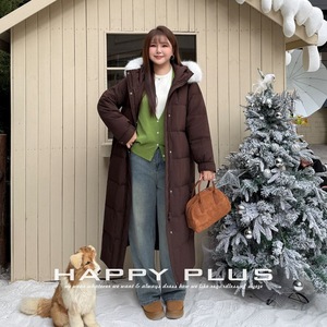 Abrigo de plumón para mujer Runqi con capucha de piel desmontable, chaqueta larga marrón de invierno, talla grande, color sólido, ropa exterior cálida para clima frío. - Product Image 5