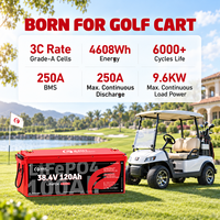 Kit de batterie pour voiturette de golf 36V 120Ah LiFePO4 avec BMS 250A intégré, écran tactile LCD, surveillance via application Bluetooth, plus de 6000 cycles, autonomie de 50 miles