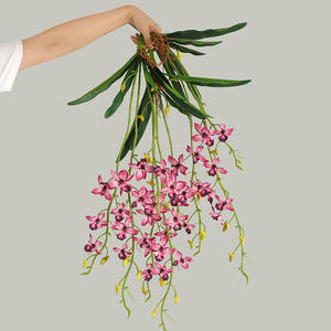 Vigne d'orchidée YOPIN-3744 Real Touch avec des fleurs suspendues artificielles de <span class=keywords><strong>Cymbidium</strong></span> de feuilles Phalaenopsis - Product Image 1