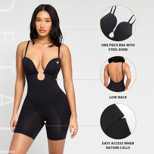 Hexin Ropa Moldeadora Al Por Mayor Nuevo Modelo Body de Una Pieza Sin Espalda con Efecto <span class=keywords><strong>Push</strong></span> <span class=keywords><strong>Up</strong></span> Sujetador <span class=keywords><strong>Invisible</strong></span> Para Mujeres en Bodas - Product Image 2