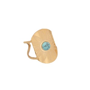European and American Popular Ornament <b>Turquoise</b> Stainless Steel <b>Ring</b> Fashion Women's <b>Ring</b> Ornament Wholesale - Product Image 1