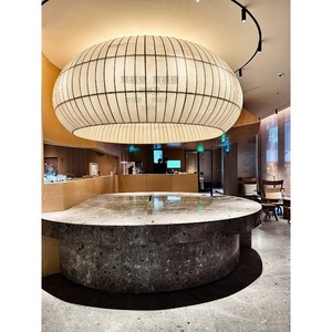 Lustre rond en soie de style japonais, diamètre 100 cm, 120 cm, 150 cm, ampoule E27 à économie d'énergie, éclairage pour hall d'entrée - Product Image 1