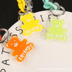 Nouveau Hing porte-clés pendentif coloré acrylique anneau ouvert chaîne mignon ours étiquette accessoires sac décoration - Product Image 4