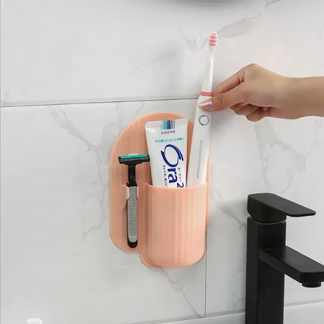 Silicone Toothpaste Toothbrush Holder Shower Razor Holder Hanging Adhesive Wall Mount Bathroom Organizer Shower Storage