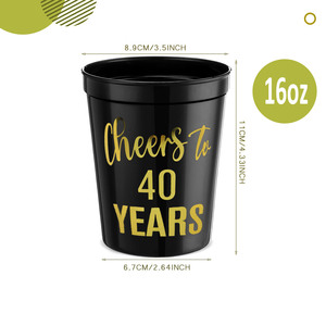 <span class=keywords><strong>Gobelet</strong></span> de stade en <span class=keywords><strong>plastique</strong></span> <span class=keywords><strong>personnalisé</strong></span> de 450 ml (16 oz) pour <span class=keywords><strong>anniversaire</strong></span>, mariage, fête, festival, Noël, Halloween, couleur noir et rouge - Product Image 5