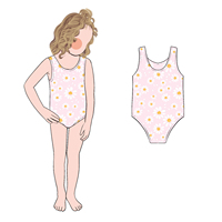 Maillot de bain une pièce sans manches à motif floral pour filles, idéal pour l'été et les vacances à la plage - Vente en gros Little Glow Kid