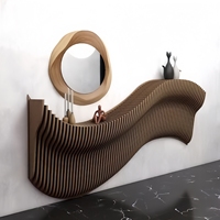 Œuvre d'art murale en bois paramétrique sur mesure, mobilier décoratif de luxe pour salle de bain, villa résidentielle
