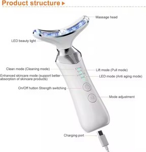 เครื่องนวดหน้าและลำคอแบบไมโครเคอร์เรนท์ 7 หลอดไฟ LED ชาร์จผ่าน USB พร้อมโหมดบำรุงรอบดวงตา ช่วยยกกระชับผิว - Product Image 4