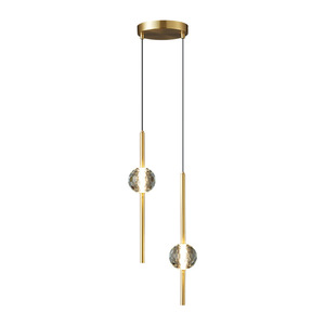 Modern Minimalist All-Copper Pendant <b>Light</b> for Bedroom Black and Gold with Long Brass Cord Warm White <b>Bar</b> <b>Light</b> - Product Image 4