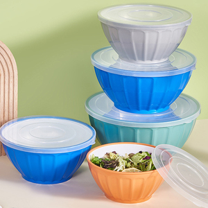 DS1963 Set di contenitori per alimenti rotondi per l'organizzazione della cucina con coperchio ermetico contenitori per il pranzo sigillati contenitori per alimenti in plastica