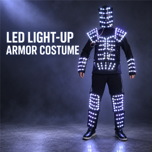 Máscara LED Luminosa, Disfraz de Armadura, Traje para Servicio de Botellas en Discotecas y Bares, Ropa Brillante con Luces Estroboscópicas para Bailar, Actuaciones en Escenario, Traje de Robot para DJ - Product Image 1