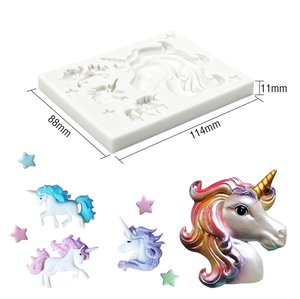 Moule en Silicone en forme de <span class=keywords><strong>licorne</strong></span> pour le chocolat, pour bonbons, Fondant, pour la cuisson du gâteau - Product Image 2