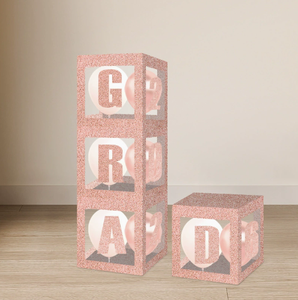 DAMAI Graduation Party <b>Decorations</b> Kids Party Favor Transparent Foil Paper Box Happy Birthday Supplies for Rose Gold <b>Balloon</b> Box - Product Image 6